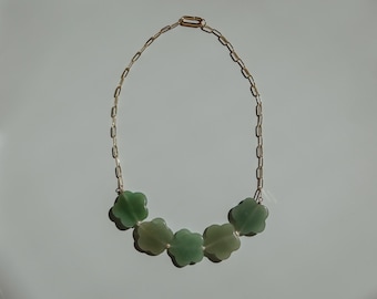 Aventurine Flower Chain Necklace