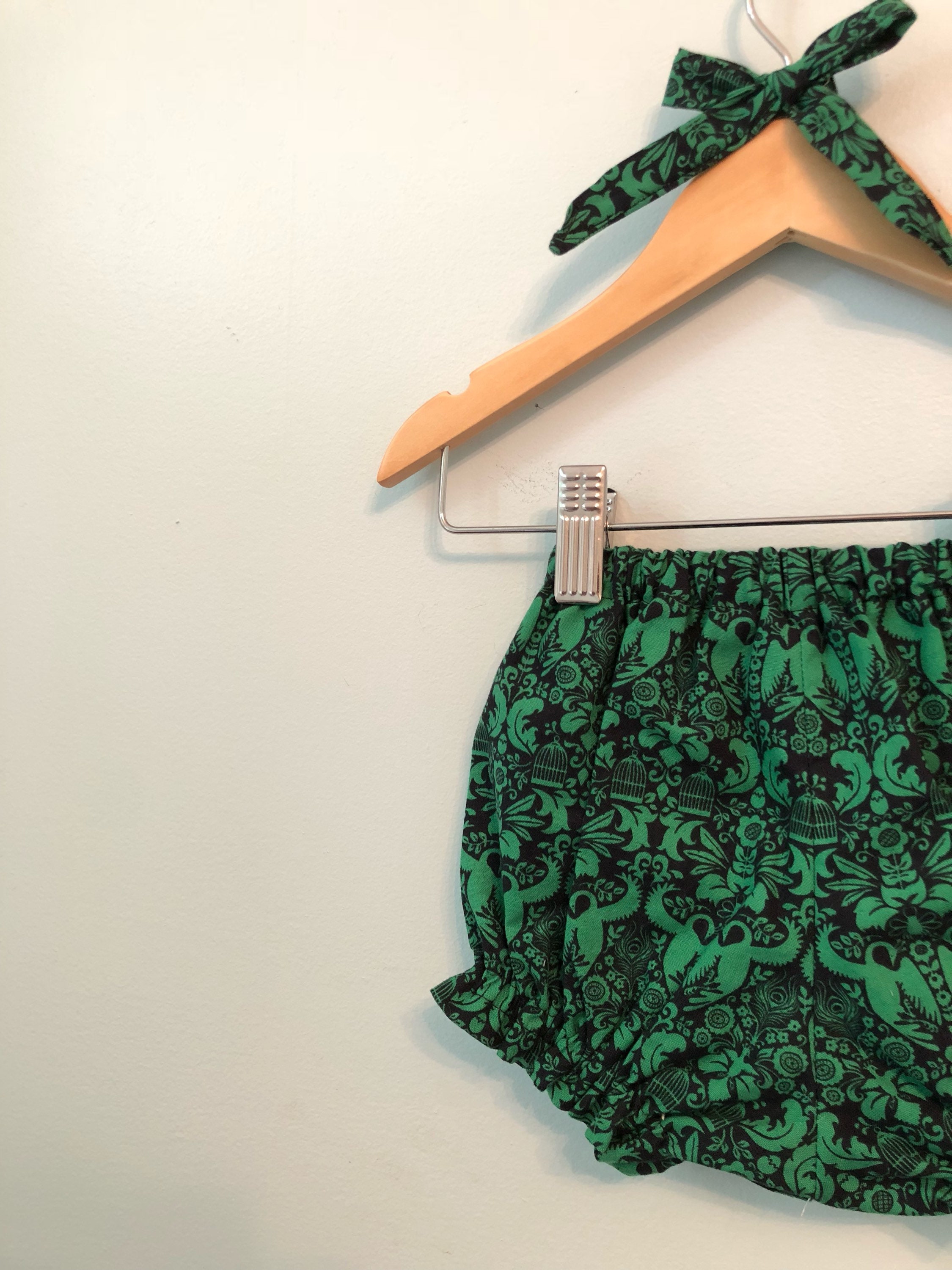 Green Floral Bloomers // Baby Girl Bloomers // Cotton Bloomers Etsy