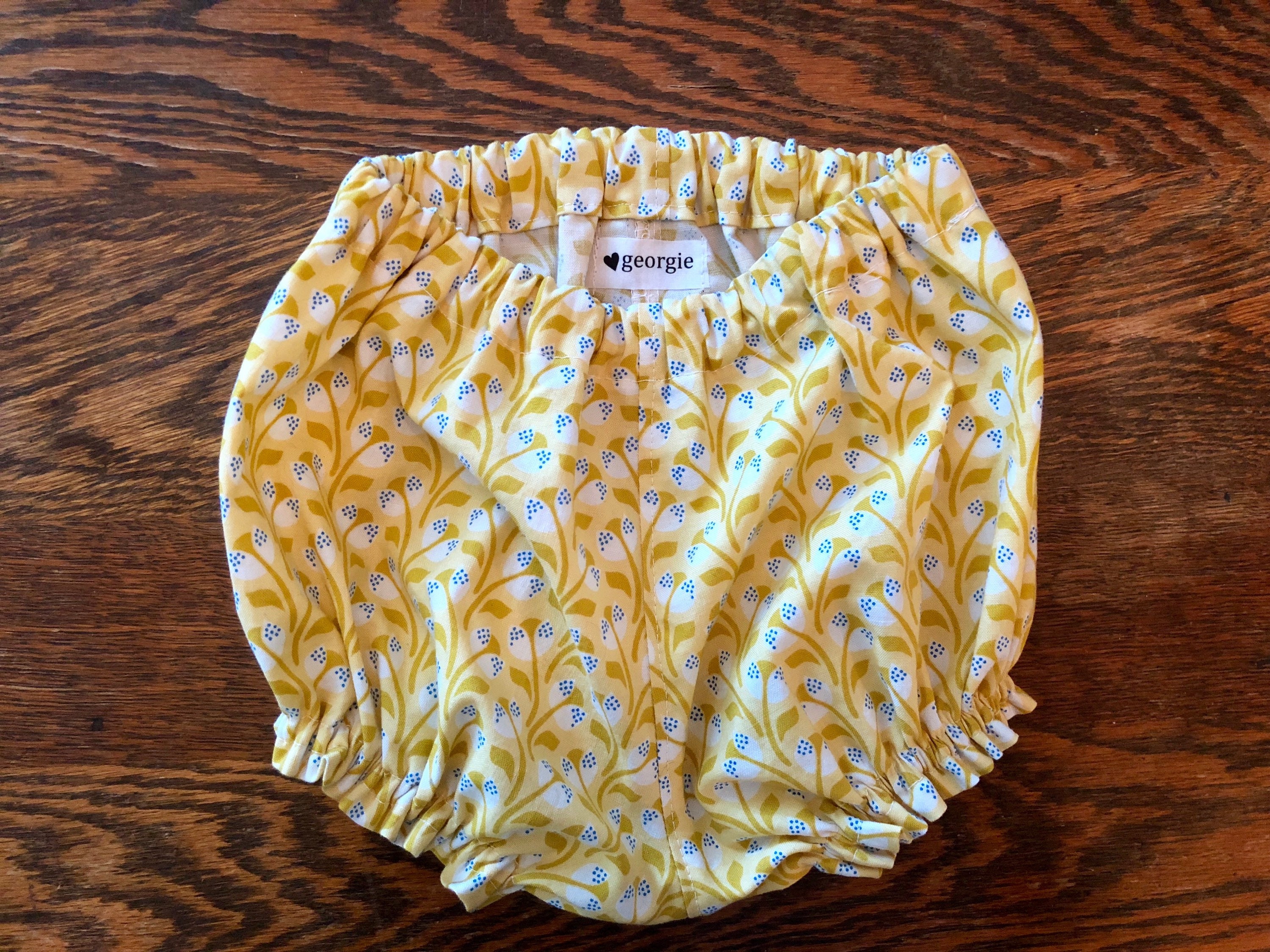 Organic Floral Bloomers // Handmade Baby Bloomer // Yellow Etsy