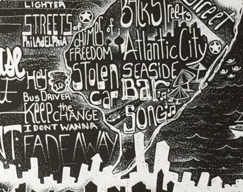 Bruce NJ (black) Hand-Lettered Illustration Print, Signed and Numbered