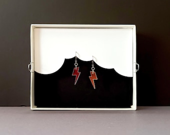 Stormy Monday Iridescent Acrylic Lightning Bolt Earrings with Handmade Packaging
