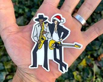 Bruce and Big Man holiday style sticker