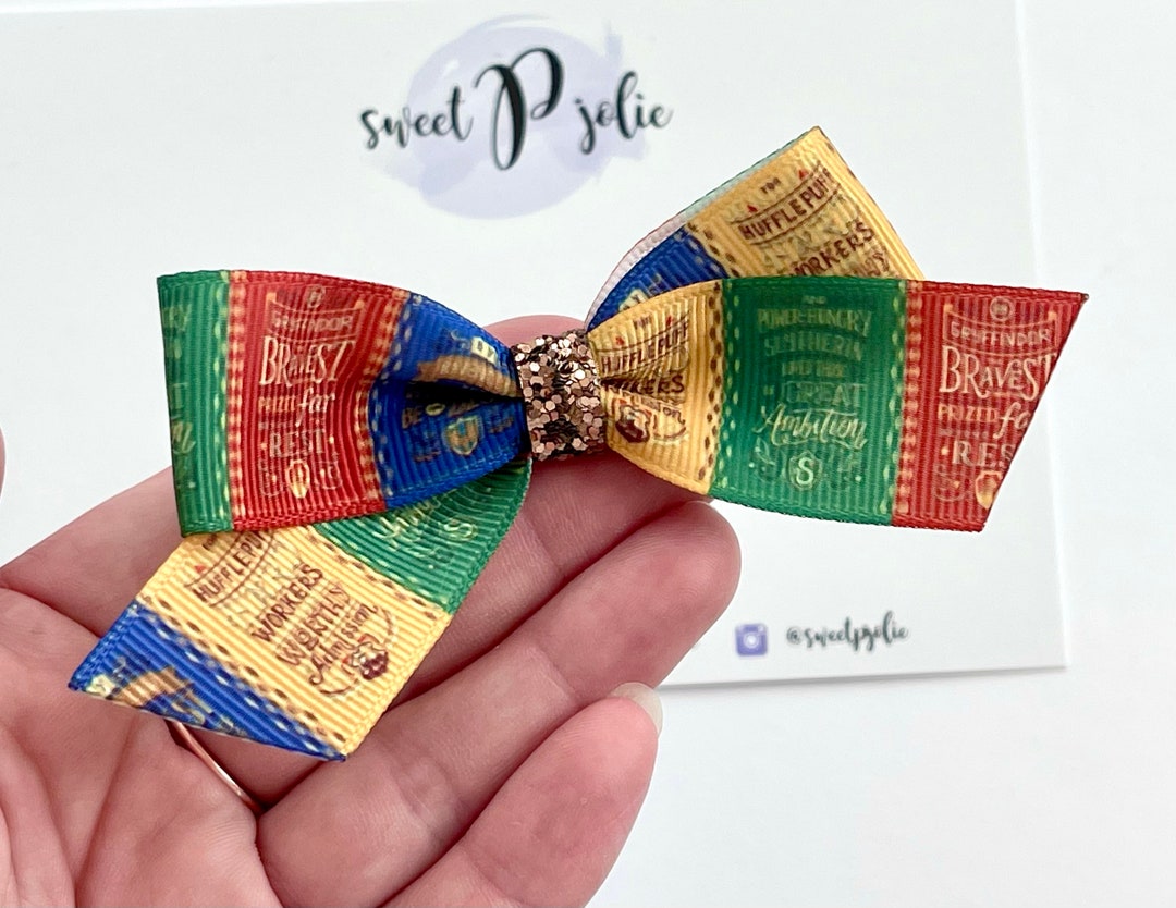Wizard Schools Inspired Print Ribbon + Glitter Hair Bow // Wizard Movie ...