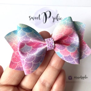 Lavender +  Pink Mermaid Scales Fine Glitter Hair Bow // Summer Mermaid Glitter Headband Hair Clip // Girls Toddler Baby Hair Bow