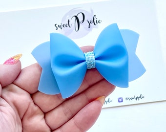 Bright Sky Blue Jelly + Glitter Hair Bow // Summer Pool Bow Water Resistant Headband Hair Clip // Large Girls Mini Newborn Baby Bow