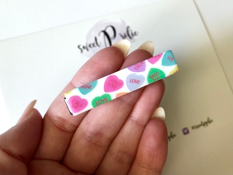 Conversation Heart Print Acrylic Alligator Hair Clip Valentines Day Hair Clips Hard Alligator Clips Toddler Girl Hair Clips