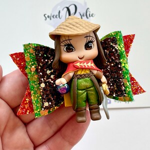 LIMITED Raya Inspired Clay Center + Glitter Hair Bow // Disney Inspired Hair Clip Headband Baby Girls Toddler Hair Bow