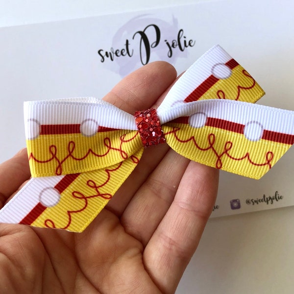 Toy Story Inspired Jessie Print Ribbon + Glitter Hair Bow // Disney Toy Story Land Jessie Hair Bow Headband // Girls Newborn Baby Toddler