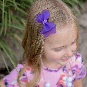 Neon Purple Fairy Dust Fine Glitter Jelly Pool Bow // Summer Pool Bow Water Resistant Headband Hair Clip // Large Girls Mini Baby Bow image 9