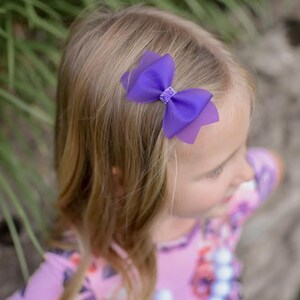 Neon Purple Fairy Dust Fine Glitter Jelly Pool Bow // Summer Pool Bow Water Resistant Headband Hair Clip // Large Girls Mini Baby Bow image 6
