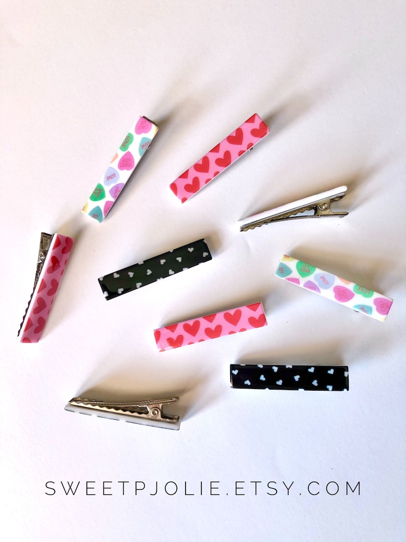 Conversation Heart Print Acrylic Alligator Hair Clip Valentines Day Hair Clips Hard Alligator Clips Toddler Girl Hair Clips