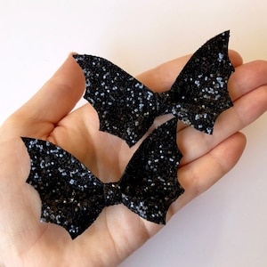 Ensemble de nœuds pour cheveux en queue de cochon chauves-souris noires scintillantes//nœuds chauve-souris pour Halloween