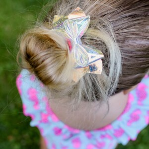 Summer Mermaid Sparkle Holographic Transparent Pool Bow // Jelly Water Bow Summer Pool Bow Waterproof Headband Hair Clip image 9