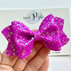 Electric Purple Sun Glare Iridescent Glitter Hair Bow // Halloween Spooky Glitter Headband Hair Clip // Large Girls Mini Newborn Baby Bow