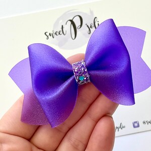 Neon Purple Fairy Dust Fine Glitter Jelly Pool Bow // Summer Pool Bow Water Resistant Headband Hair Clip // Large Girls Mini Baby Bow