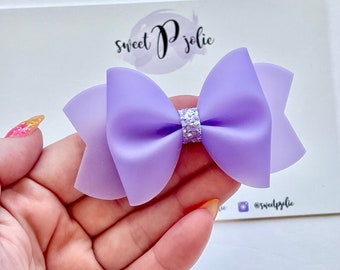 Bright Lavender Jelly + Glitter Hair Bow // Summer Pool Bow Water Resistant Headband Hair Clip // Large Girls Mini Newborn Baby Bow