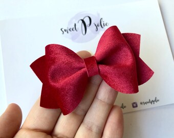 True Red Velvet Hair Bow // True Red Velvet Christmas Holiday Hair Bow // Large Girls Newborn Baby Toddler Bow