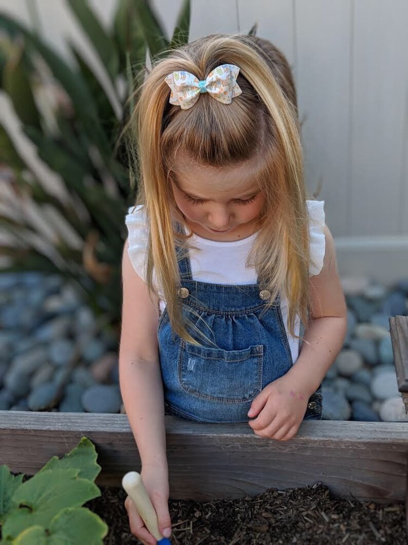 Peter Rabbit Inspired Print Faux Leather Glitter Hair Bow Spring Easter Bunny Hair Clip Headband Girls Newborn Baby Toddler Bow