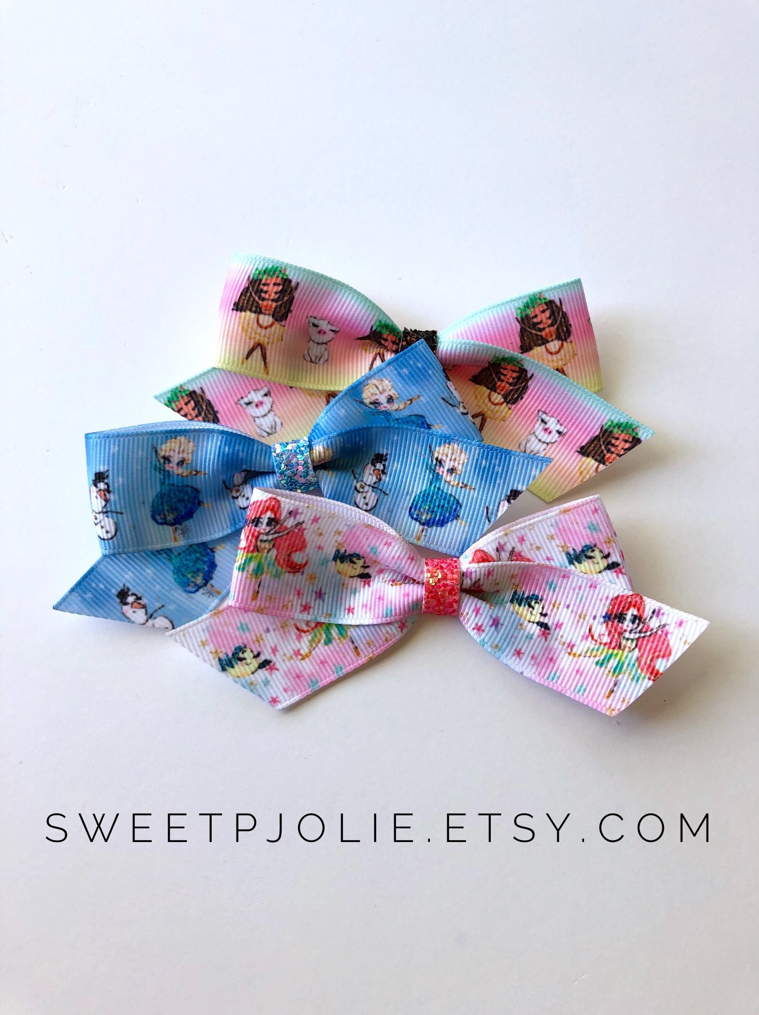 Moana + Pua Inspired Ballerina Print Ribbon + Glitter Hair Bow ...