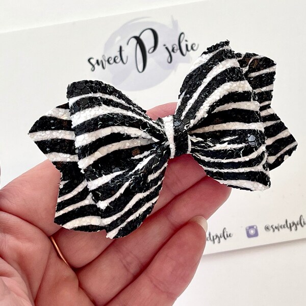 Zebra Print Hair Bow Etsy