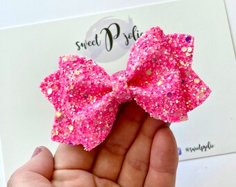 Neon Bubble Yum Slushie Iridescent Glitter Hair Bow // Summer Neon Fluorescent Hair Clip Headband // Large Girls Newborn Toddler