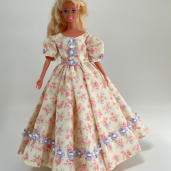 Floral Doll Gown with Petticoat for 11.5” Dolls