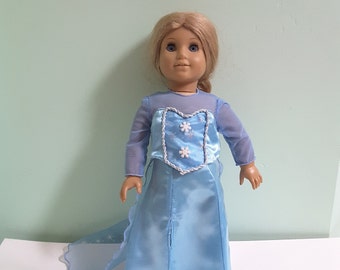 Blue gown /Snowflake dress/doll clothes/ fits American girl doll and other 18 " dolls