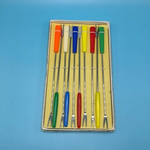 Fondue Forks Mid Century Bright Colors 1960s