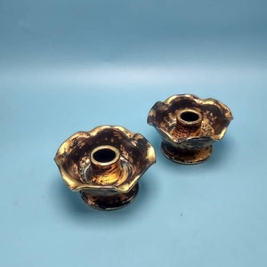 Stangl Pottery Black Gold Candle Stick Holders