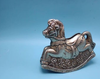 Silver plated Rocking Horse Coin Bank