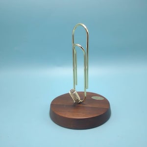 MCM Walnut Pen Holder Brass Paperclip Note Holder Mid Century Office Quality Heirloom Wood