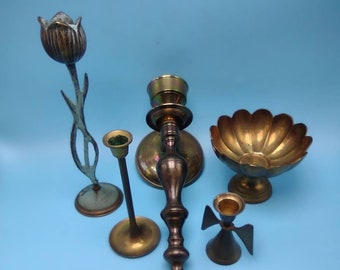 Lot de bougeoirs en laiton vintage décor en laiton