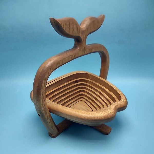 Wood Apple Collapsing Bowl Basket Trivet Country Kitchen