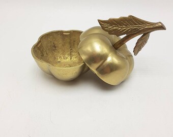 An Apple a Day Catch All Bowl Teacher Gift Gold Trinket Dish Home Decor Metal Dish Vintage Brass Apple Collect All Dish
