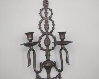 Vintage Gothic Silver Wall Sconce Candleholder