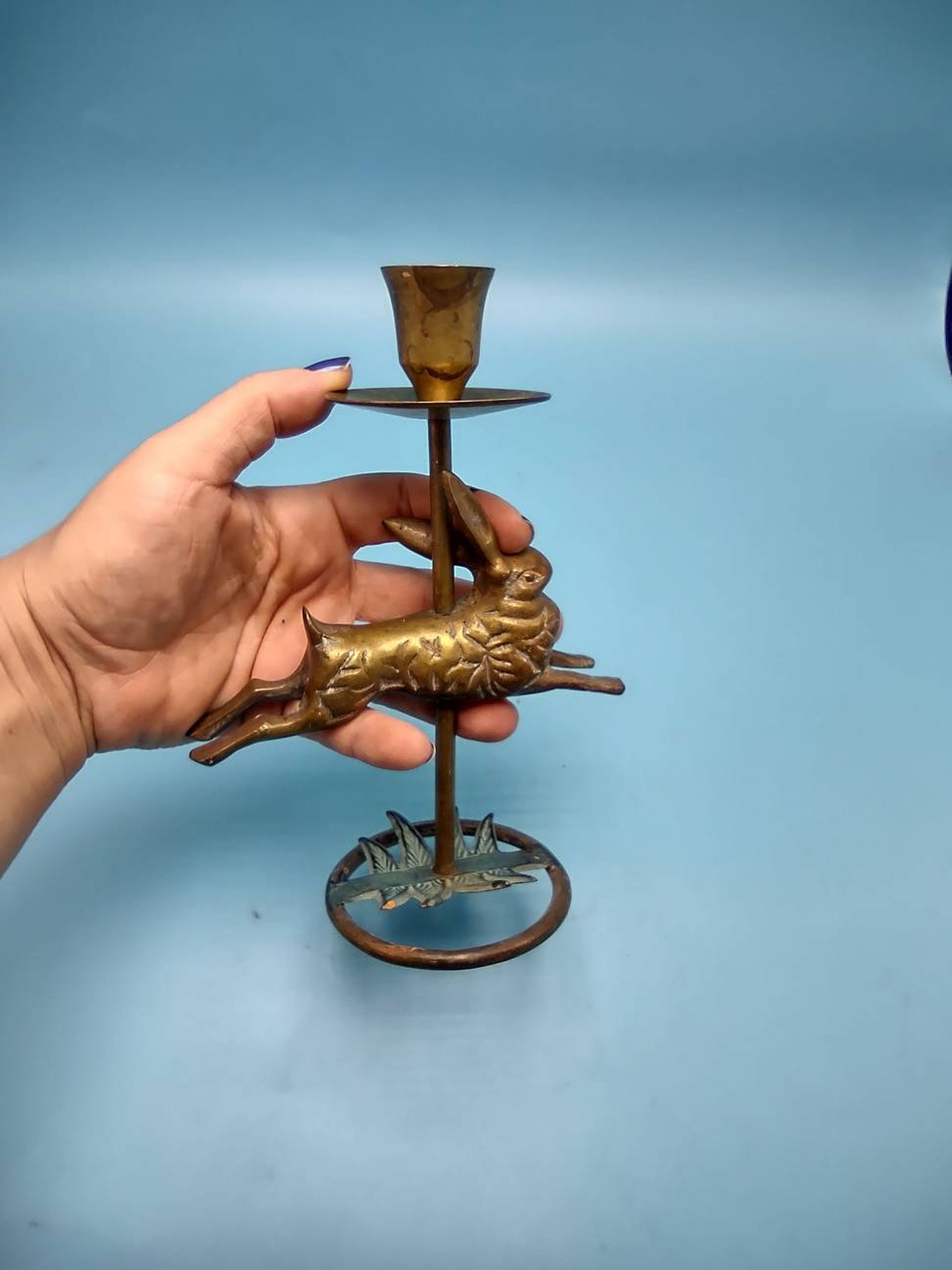 Brass Rabbit Candlestick Candle holder Etsy