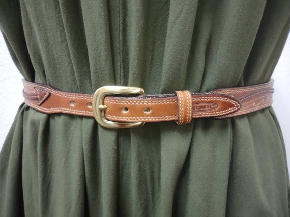Vintage Jordache Leather Belt Vintage Jordache Leather Solid Brass Buckle Belt 34 main image 2