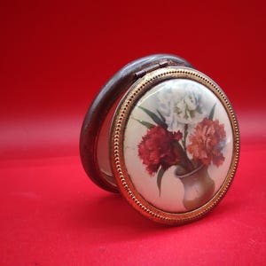Vintage Floral Brass Mirror Compact