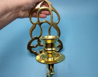 Lacquered Brass Wall Sconce Candle Holder