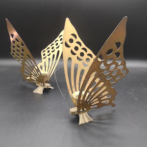 Brass Butterfly Candlestick Candle Holders Boho 1970s