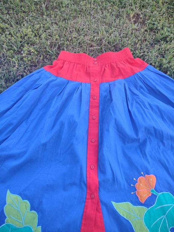 Vintage Applique Circle Skirt Bird Parrot - image 3