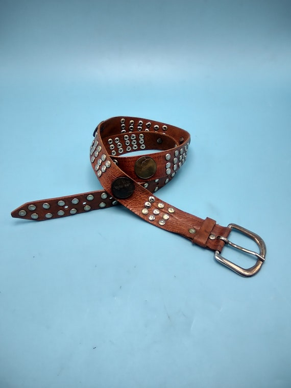 Vintage Leather Belt International Coins Boho Traveler