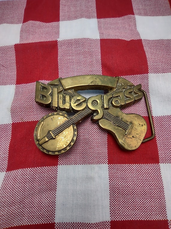 Vintage Brass Bluegrass Belt Buckle Rockabilly Cou