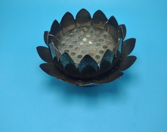 Silverplate Lotus Flower Frog Bowl by Leonard
