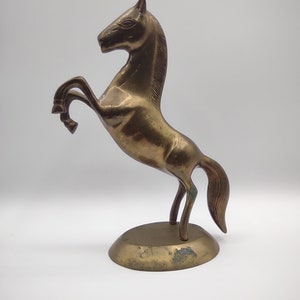 Brass Horse Figurine Sculpture Reared Up