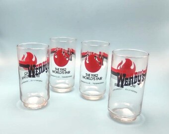 Exposition universelle de 1982 Wendy's Glass Knoxville Tennessee vintage Vendu par paire