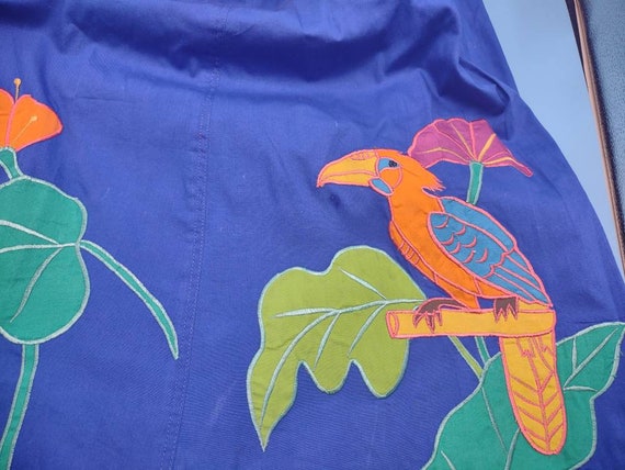 Vintage Applique Circle Skirt Bird Parrot - image 2