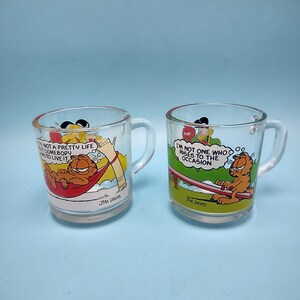 Vintage McDonald&#39;s Coffee Mugs Garfield Glass Pair