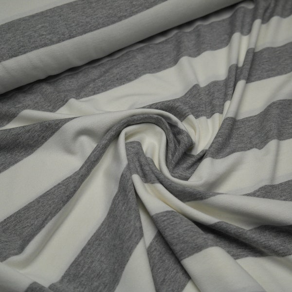 Jersey Viscose Hilco Blum Stripe Block Stripe grey mottled white