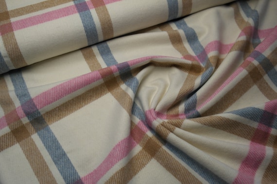 Wool Fabric Coat Hilco Ciocca Checkered on Cream